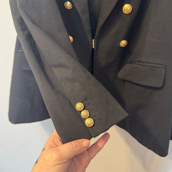 Lane Bryant Women's Blazer Jacket Size 22 Black Double-Breasted look nautical - Picture 4 of 9